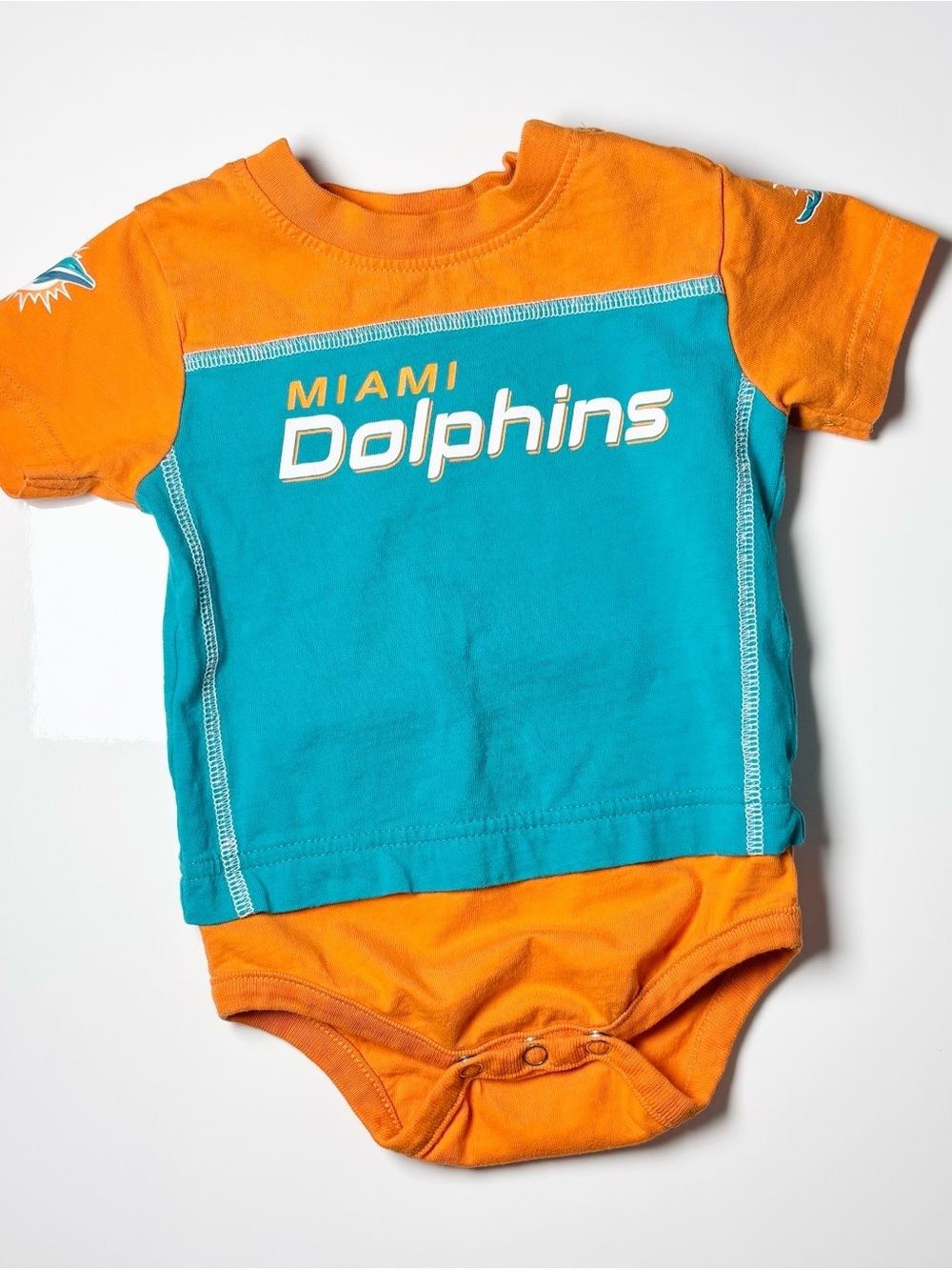 Official NFL Miami Dolphins Infant Colorblock Bodysuit 6/9M